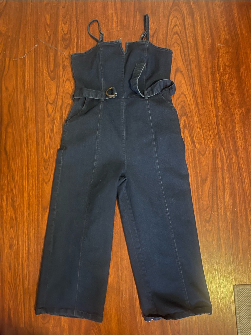 Womens Black Sleeveless Wide-Leg Jumpsuit